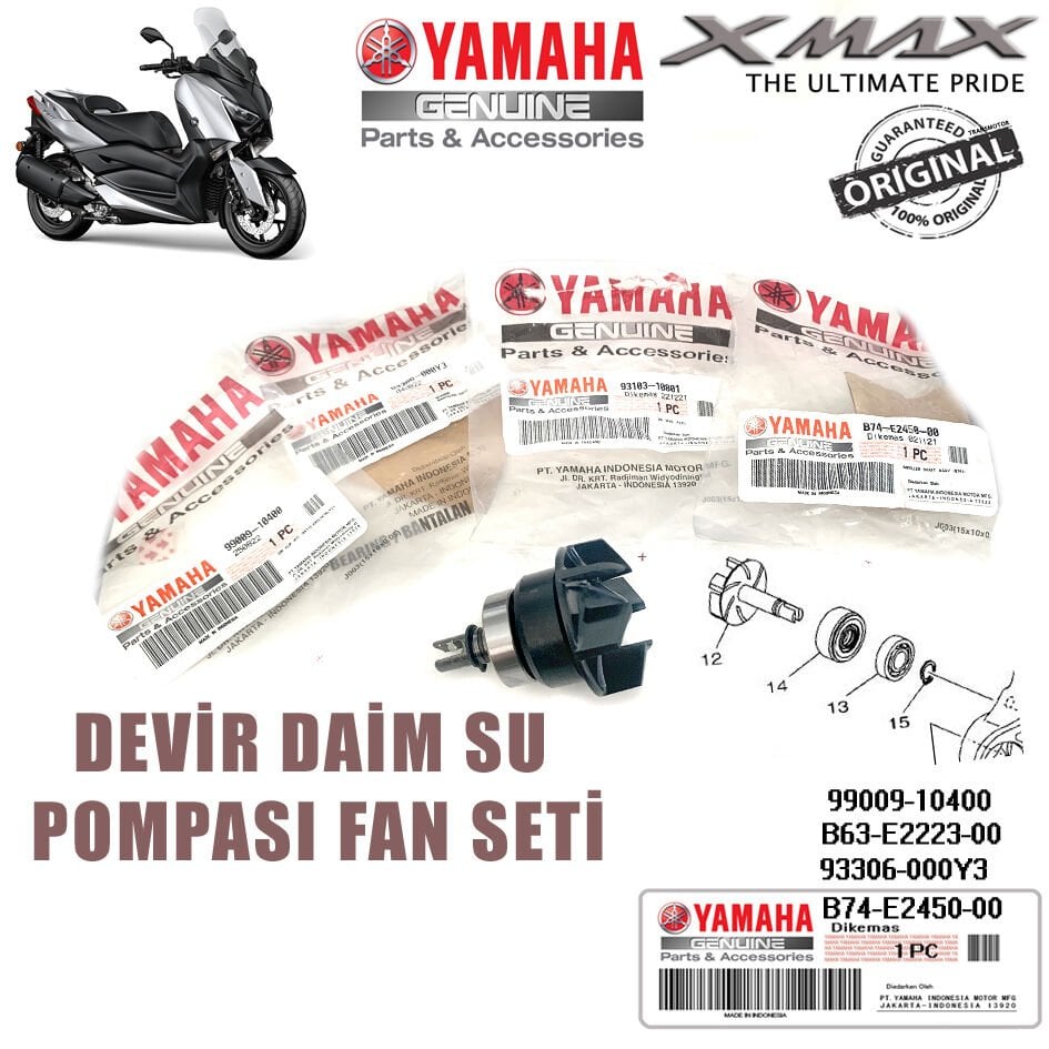 Orijinal Xmax Ironmax Techmax 2018-2025 Devir Daim Su Pompası Fan Seti