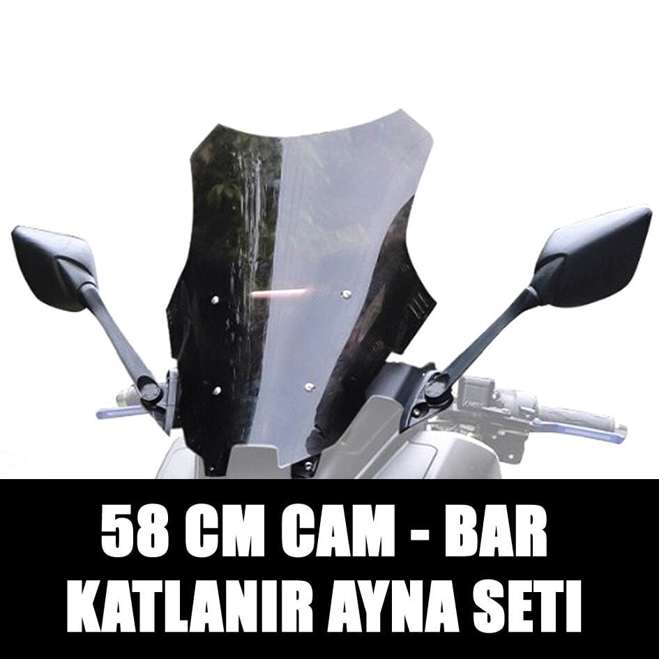 Nmax 125/155 2021-2024 Katlanır Ayna - Bar ve 58 Cm Cam Seti