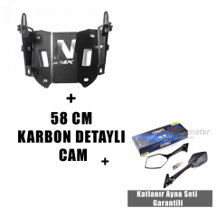 Nmax 125/155 2021-2024 Katlanır Ayna - Bar ve 58 Cm Cam Seti