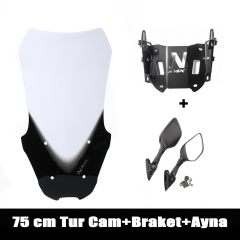 Nmax 125/155 2021-2024 Katlanır Spor Ayna - Bar ve 75 Cm Tur Cam Seti