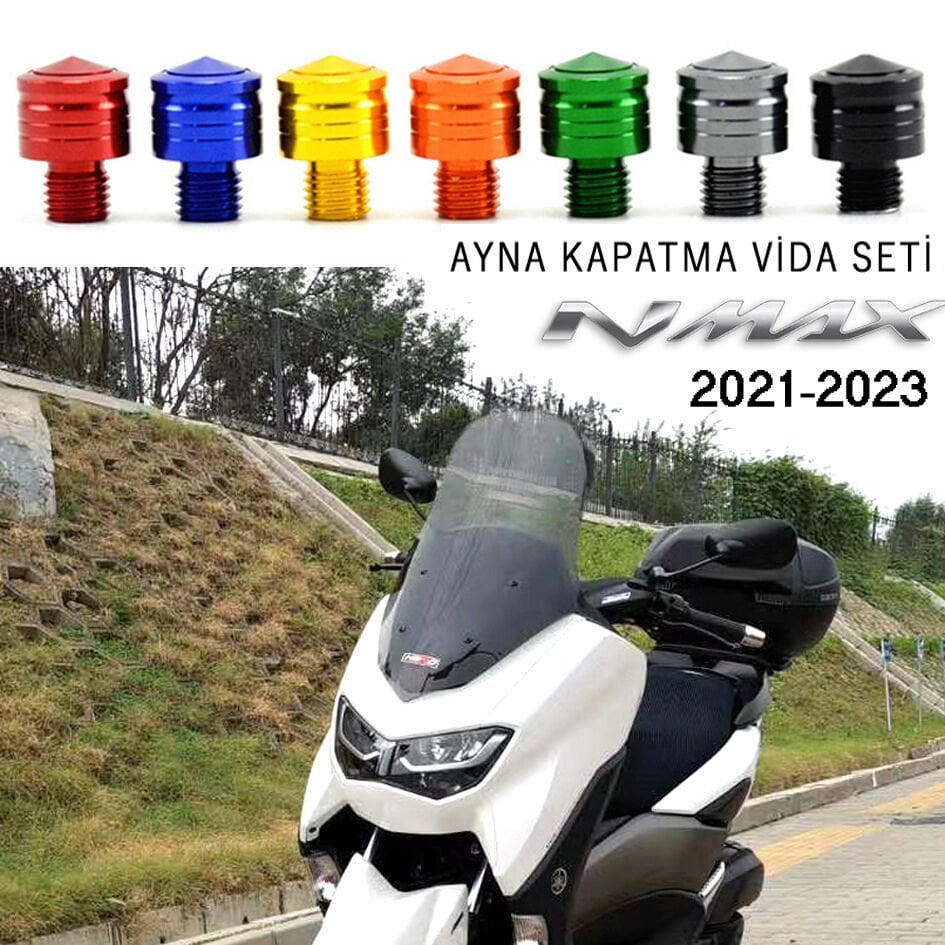 Nmax 125/155 Ayna Kapatma Vida Seti 2021-2024 10mm Ters-Düz Diş Kırmızı