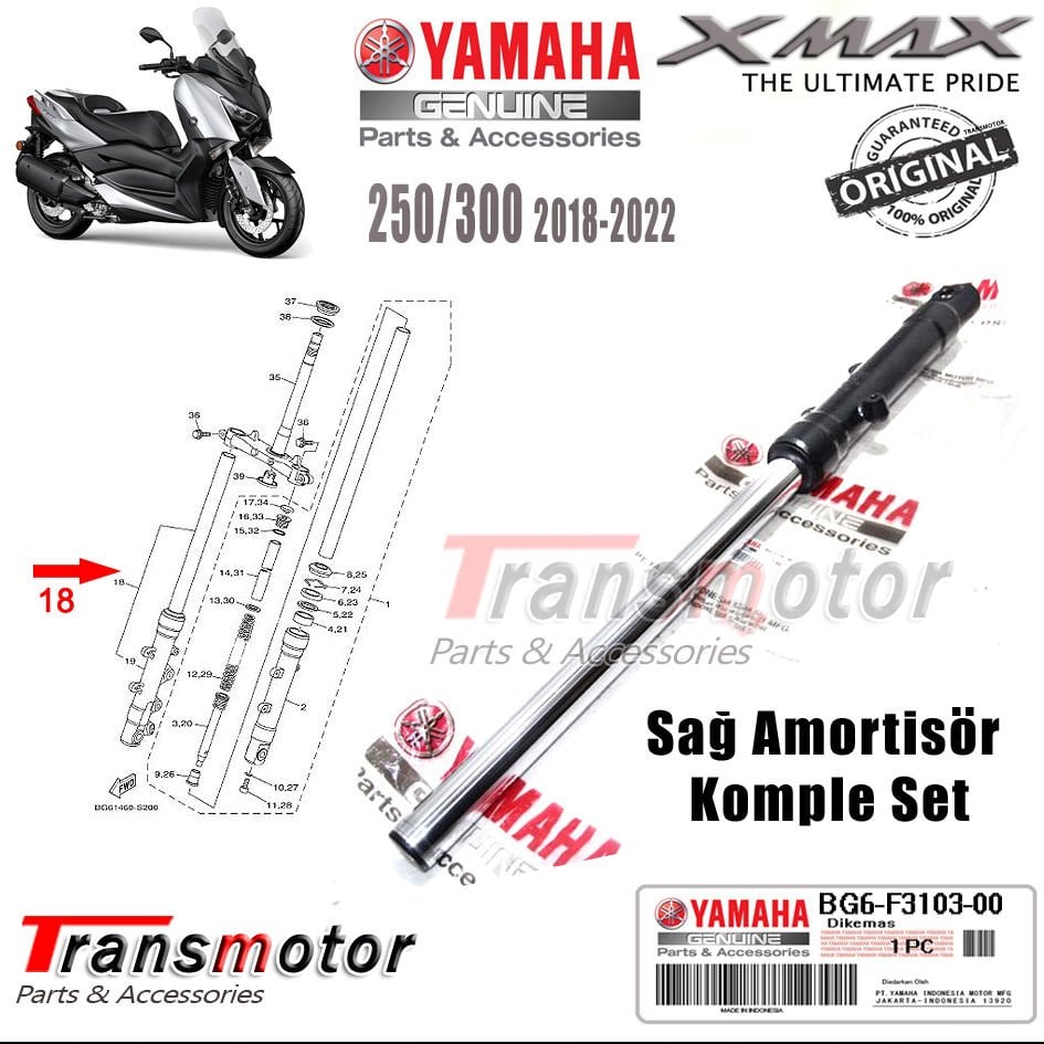 Orijinal XMAX 250/300 2018-2022 Amortisör Sağ Ön