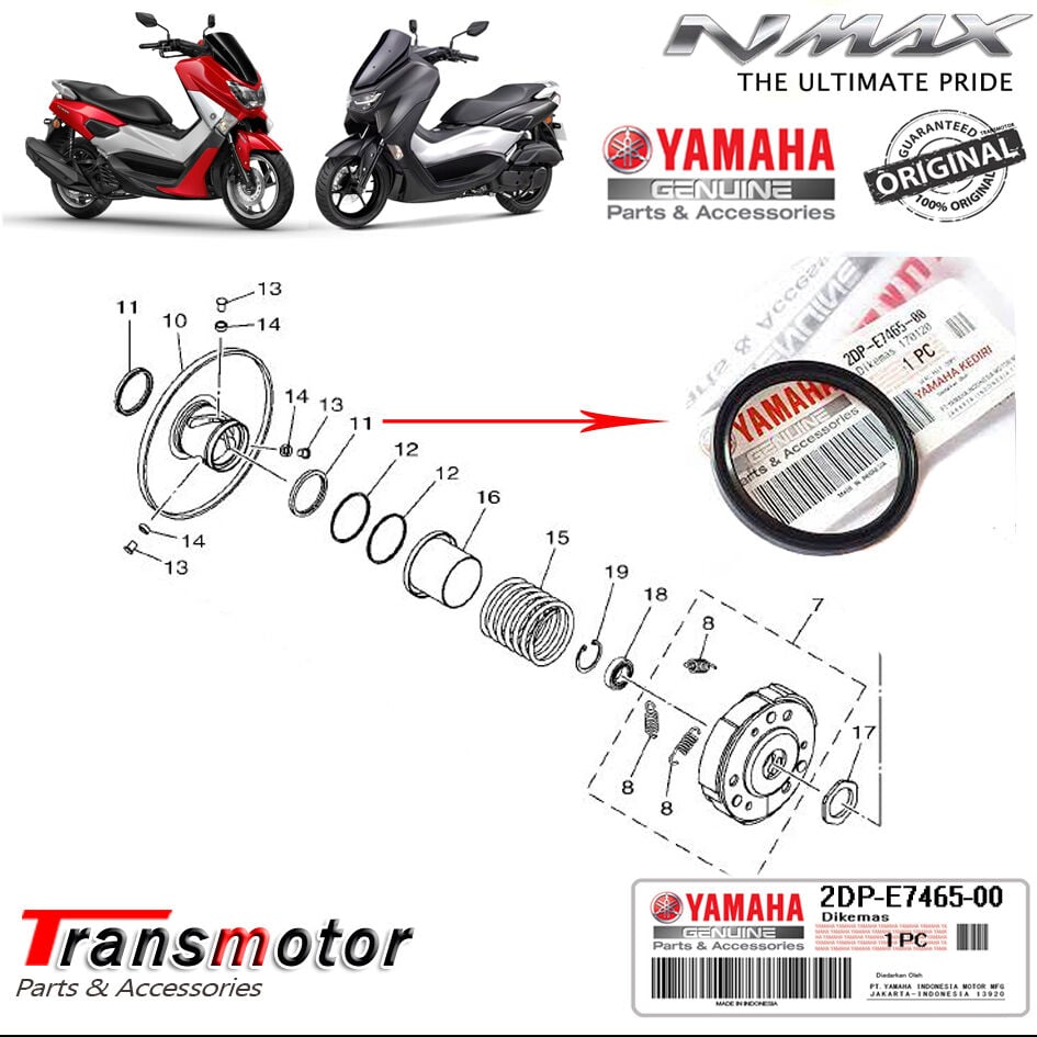 Orijinal NMAX 125/155 Arka Varyatör Oynar Yanak Contası