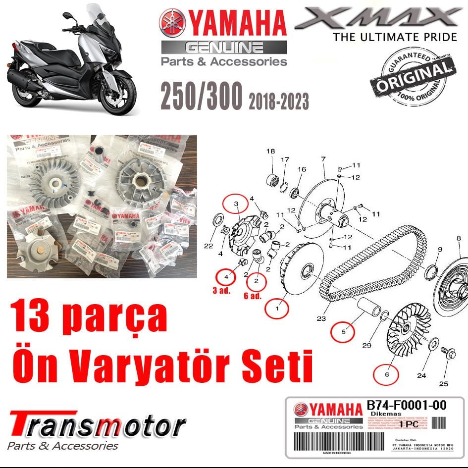 Orijinal Xmax Ironmax Techmax 2018-2024 Ön Varyatör Seti 13 Parça