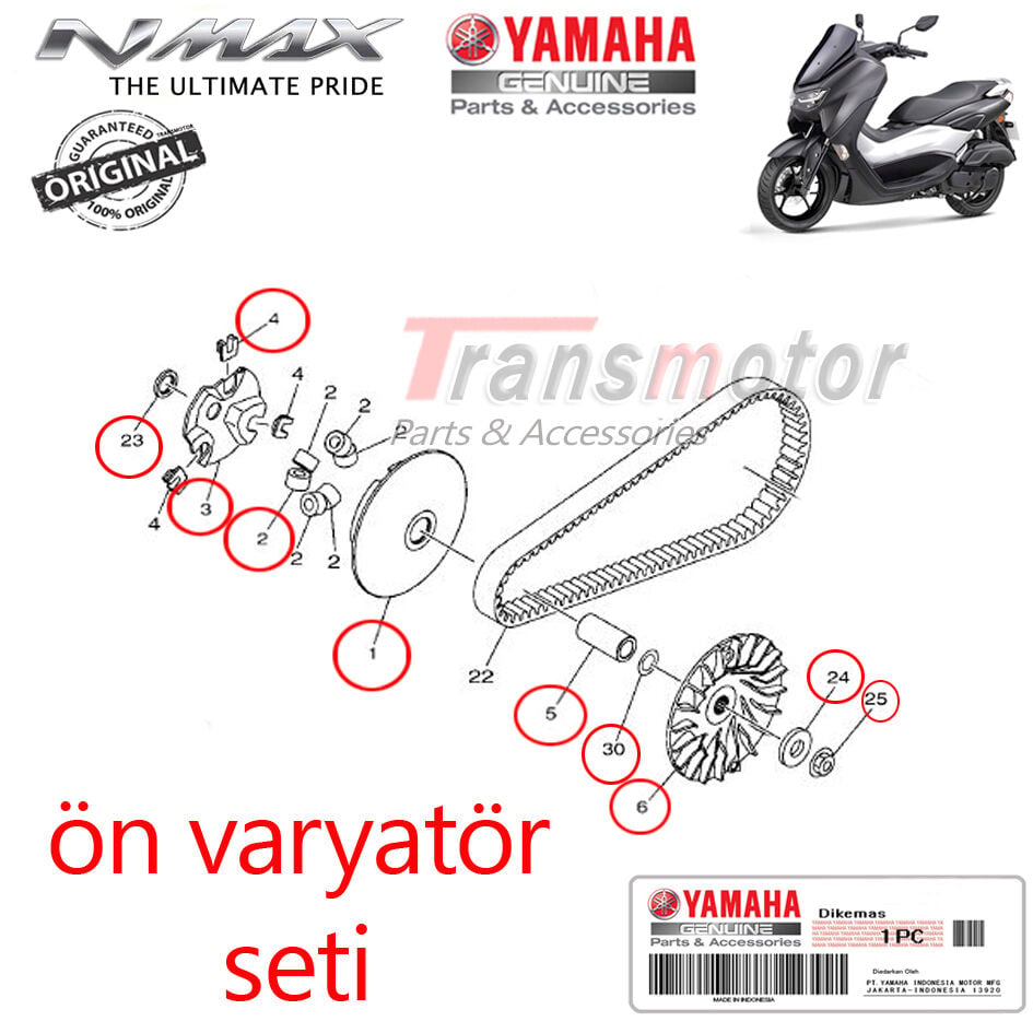Orijinal NMAX 125-155 2021-2024 Ön Varyatör Seti 17 Parça