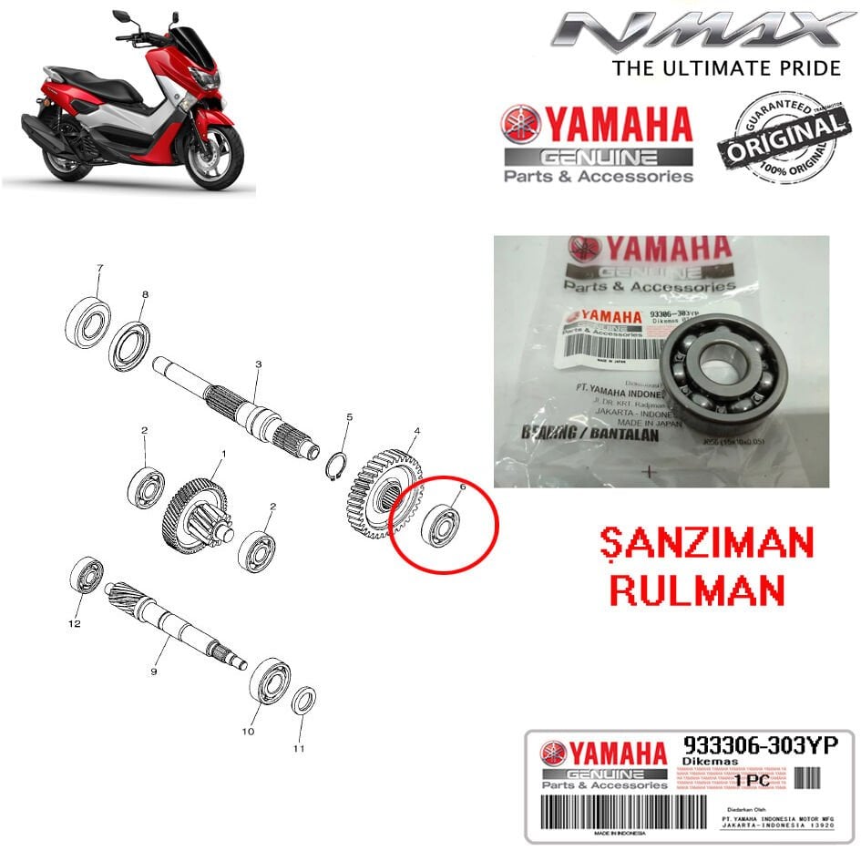 Yamaha Nmax 125/155 2015-2020 Şanzıman Rulmanı
