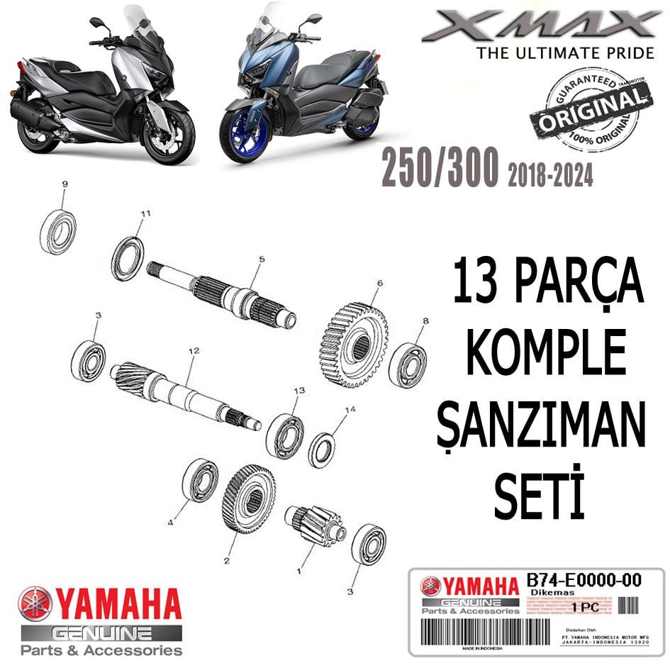 Orijinal Xmax Ironmax Techmax 250/300 2018-2024 13 Parça Komple Şanzıman Seti