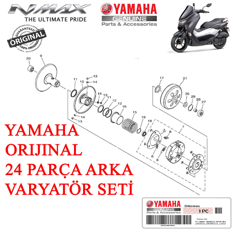 Orijinal NMAX 125/155 2021-2024 Komple Arka Varyatör Seti