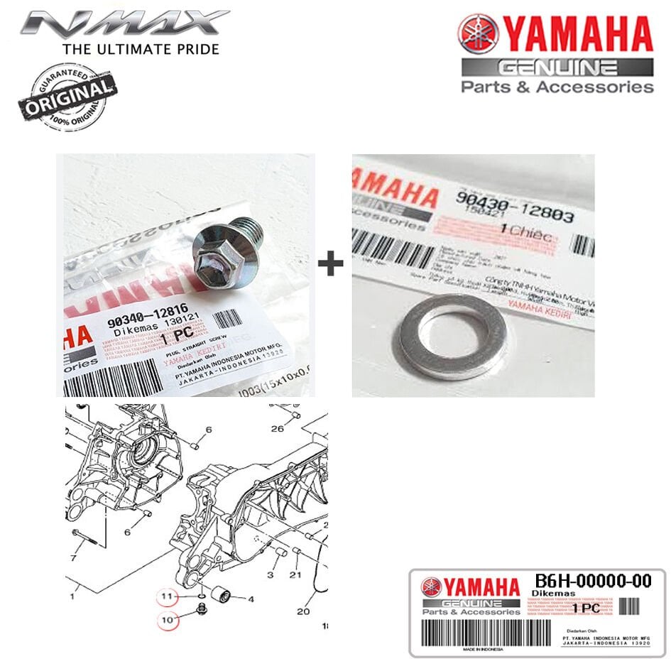 Orijinal Nmax 125/155 21-26  Xmax 23-26 Karter Tapa-Yağ Boşaltma Vida-Pul Seti