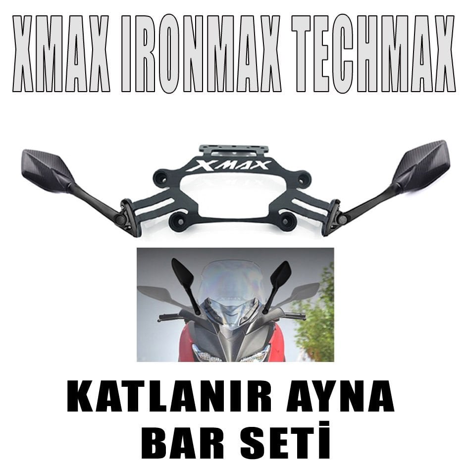 Xmax Ironmax Techmax 2018-2022 Katlanır Ayna-Telefon Tutucu Bar Seti Ayna Kapatma Vidası Hediyeli