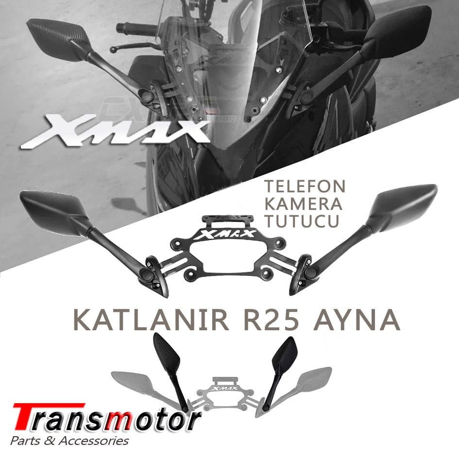 Xmax Ironmax Techmax 2018-2022 Katlanır Ayna-Telefon Tutucu Bar Seti