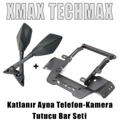 Xmax Techmax 250/300 2023-2024 Katlanır Ayna-Telefon Tutucu Bar Seti Ayna Kapatma Vidası Hediyeli