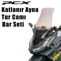 Pcx 125  2021-2024 Katlanabilir Ayna Ve 72 Cm Tur Camı Seti İthal