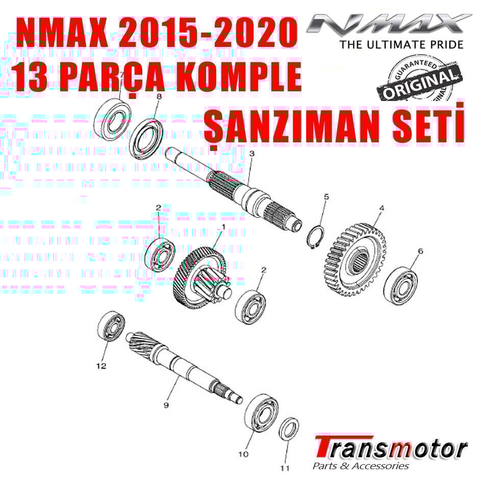 Orijinal Nmax 125/155 2015-2020 Şanzıman Seti Rulmanlar ve Keçeler Dahil Komple Full Set