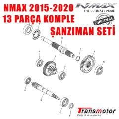 Orijinal Nmax 125/155 2015-2020 Şanzıman Seti Rulmanlar ve Keçeler Dahil Komple Full Set 13 Parça
