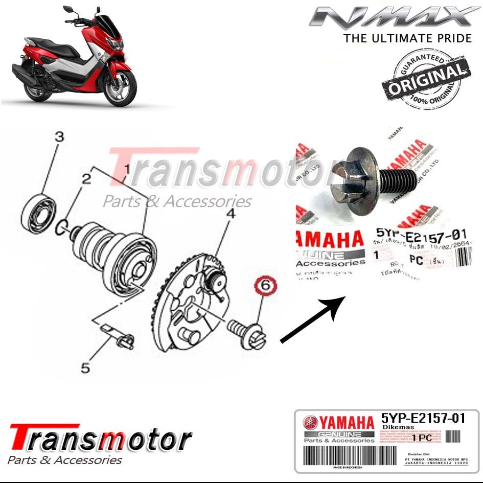 Orijinal NMAX 125/155 2015-2024 Eksantrik Mili Kilitli Somun Vida
