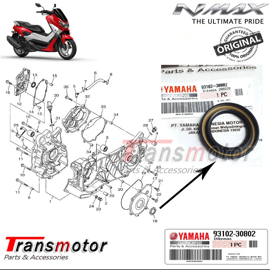 Orijinal NMAX 125/155 2015-2020 Krank Keçesi Sol