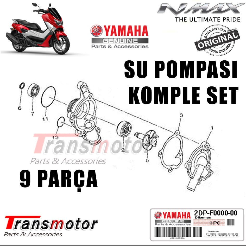 Orijinal NMAX 125/155 2015-2020 Devir Daim Su Pompası Komple Set