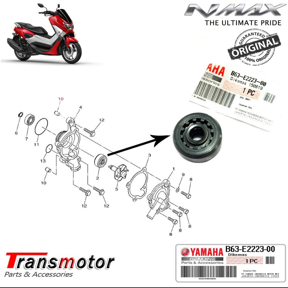 Orijinal NMAX 125/155 2015-2020 Devir Daim Su Pompa Keçesi