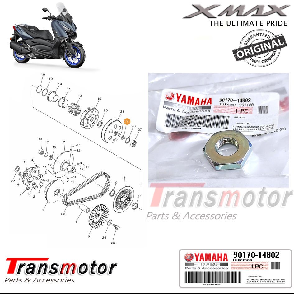 Orijinal Xmax Ironmax Techmax 250/300 2018-2025 Varyatör Tası Debriyaj Somunu