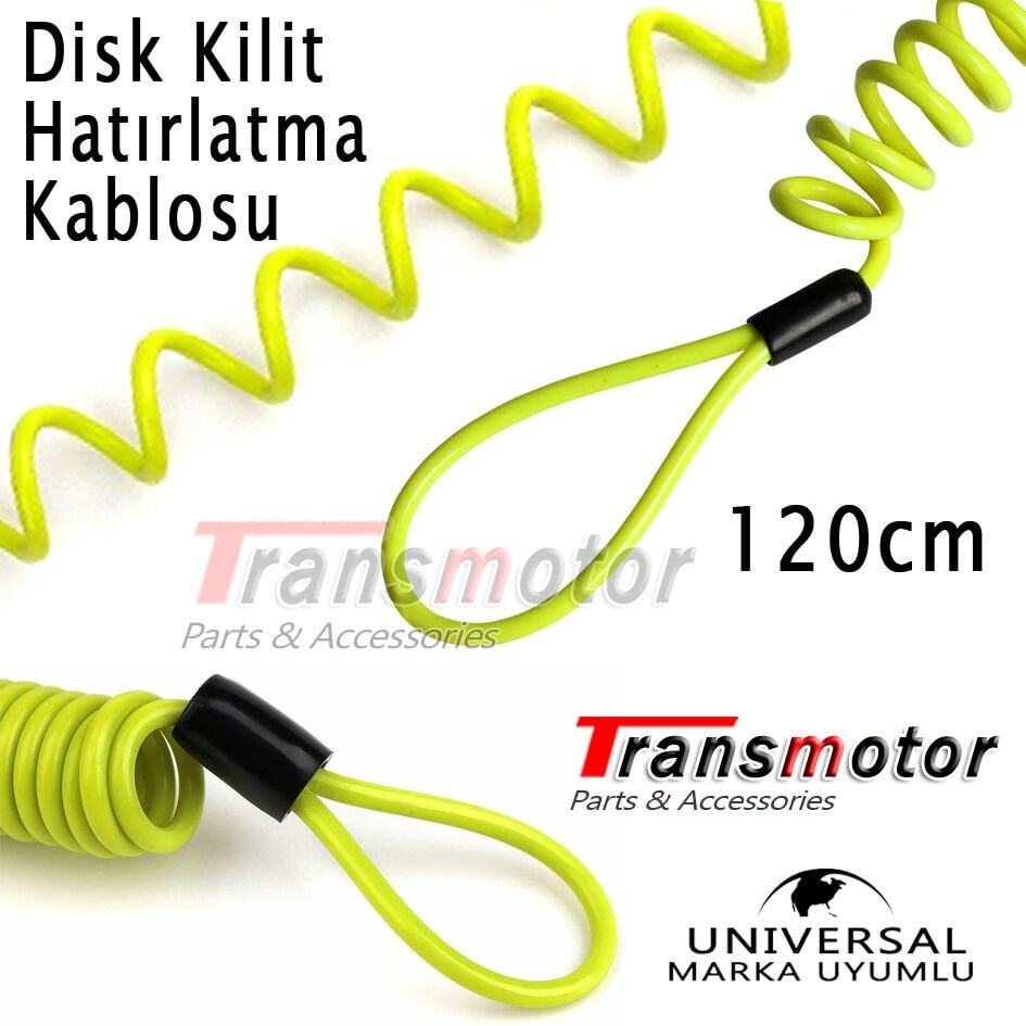 Disk Kilit Hatırlatma Kablosu Yüksek Kaliteli 120 Cm Neon Sarı