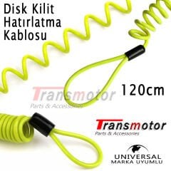 Disk Kilit Hatırlatma Kablosu Yüksek Kaliteli 120 Cm Neon Sarı