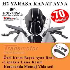 H2 Yarasa Universal Yüksek Kaliteli Motosiklet Cnc Ayna Seti Racing Model Büyük Boy