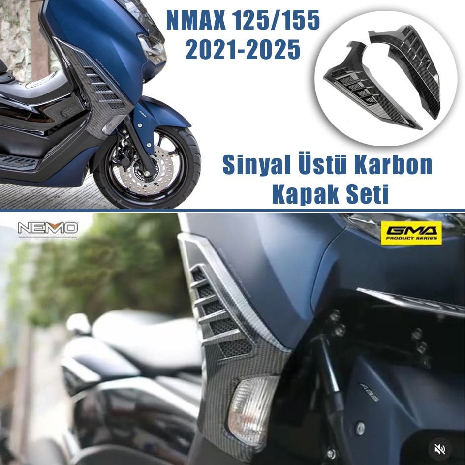 Nmax 125/155 2021-2024 Sinyal Üstü Karbon Kapak Seti