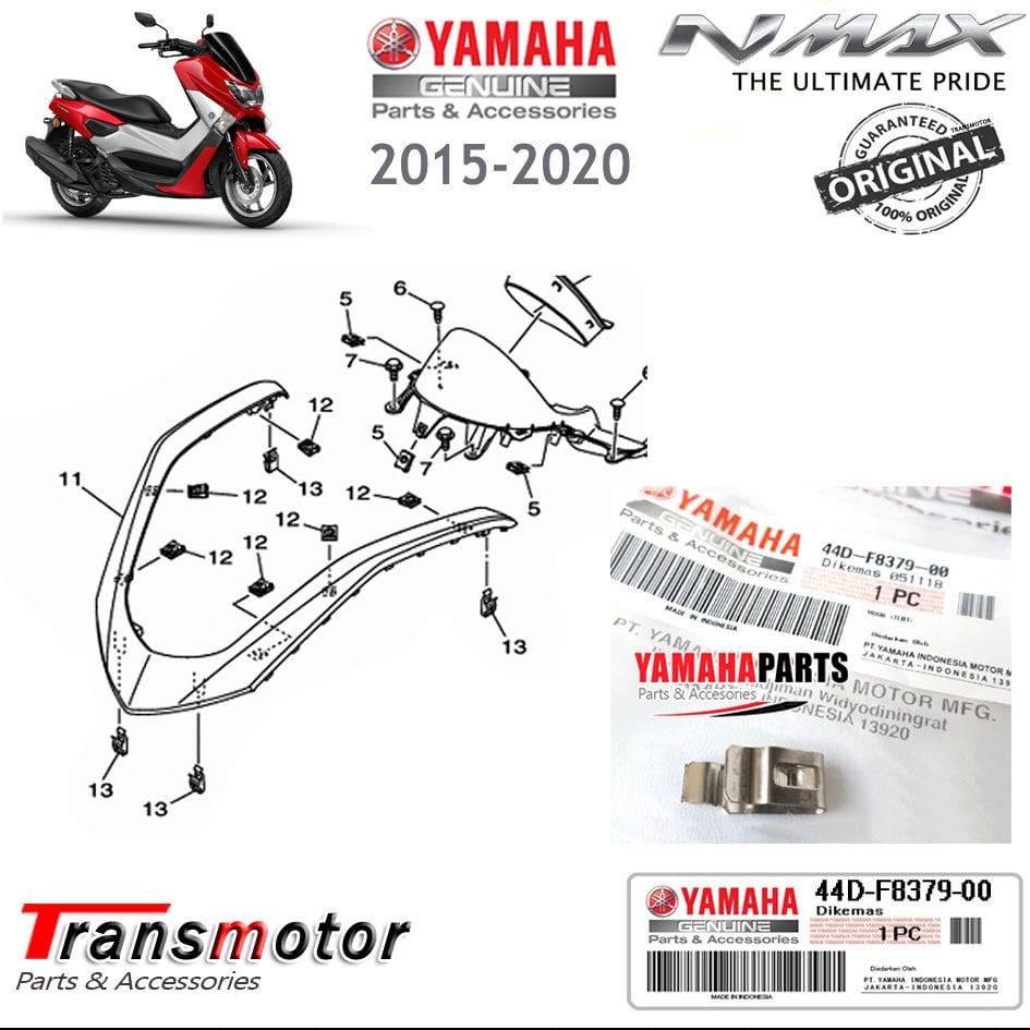 Orijinal NMAX 125/155 Klips V Çıta Far Bağlantı Klipsi